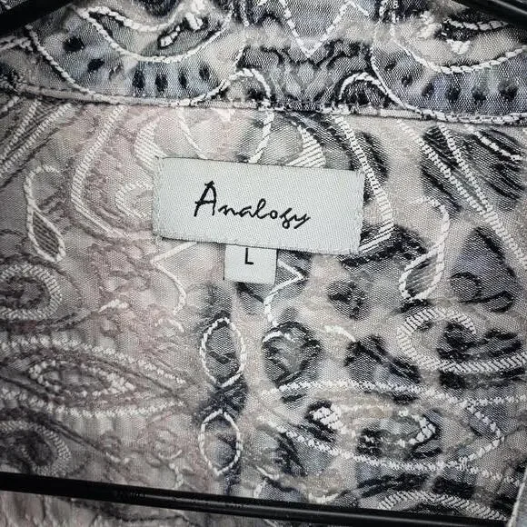 Analogy Women's Sz L Patterned Embroidered Statement Denim Jacket(1704) - Picture 7 of 8
